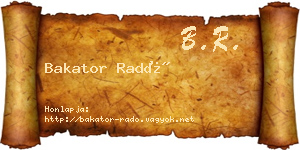 Bakator Radó névjegykártya